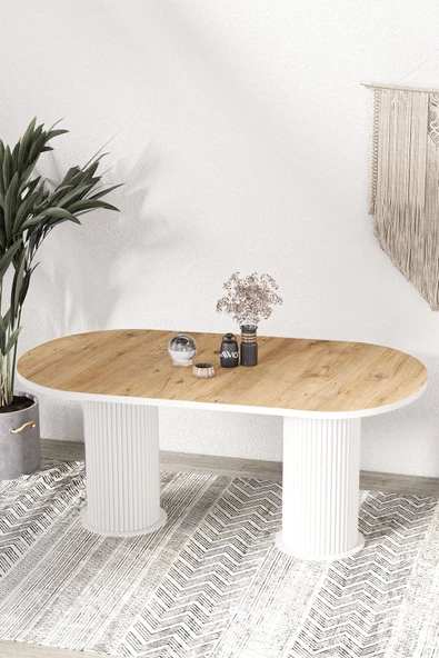 AVVİO Kiev PTT LAKE MDF BEYAZ AYAKLI 80x160 MUTFAK MASASI YEMEK MASASI ürün görseli 1