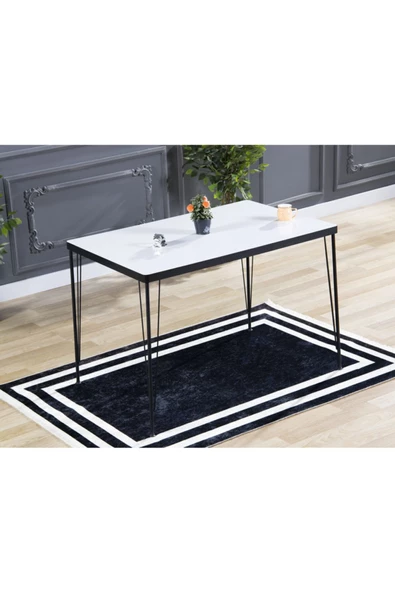 AVVİO Zeyra Yemek Masası Takımı-mutfak Masası Takımı-düz Beyaz 70x110 Oval Kenar ürün görseli 1