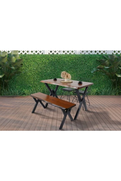 AVVİO 4 Kişilik Kütük Bahçe Masası- Balkon Masası Takımı 80x160 ürün görseli 1