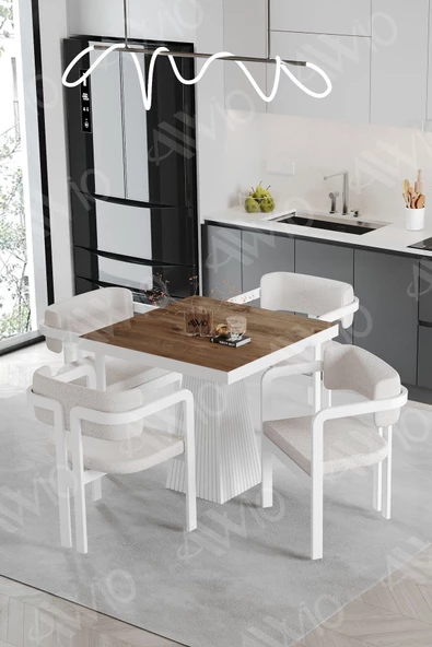 AVVİO SOFİA Lake Mdf Ayak Tokyo Demonte Sandalye 80x80 Yemek Masası Mutfak Masası 4 Kişilik ürün görseli 1