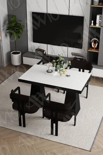 AVVİO Veroni Lake Mdf Ayak Tokyo Demonte Sandalye 80x120 Yemek Masası Mutfak Masası 4 Kişilik ürün görseli 1