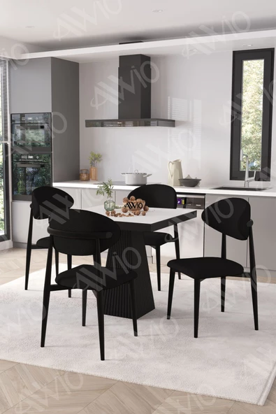 AVVİO ELİTE Siyah Polo Metal Sandalye 90X90 Kare  Yemek Masası Mutfak Masası Masa Sandalye Takımı ürün görseli 1