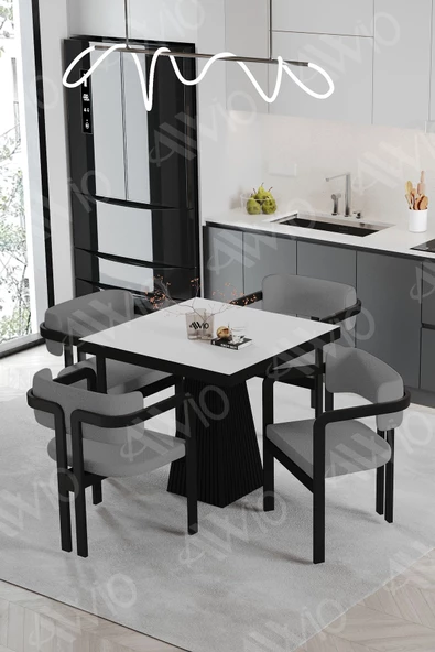 AVVİO BENDİS Lake Mdf Ayak Tokyo Demonte Sandalye 80x80 Yemek Masası Mutfak Masası 4 Kişilik ürün görseli 1