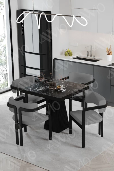 AVVİO BENDİS Lake Mdf Ayak Tokyo Demonte Sandalye 80x80 Yemek Masası Mutfak Masası 4 Kişilik ürün görseli 1