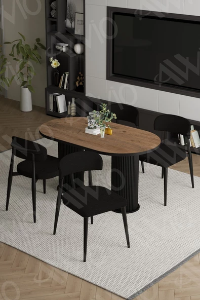 AVVİO NORM  PTT Ayak  Siyah Polo Metal Sandalye 80X140 Yemek Masası Mutfak Masası Masa Sandalye Takımı ürün görseli 1