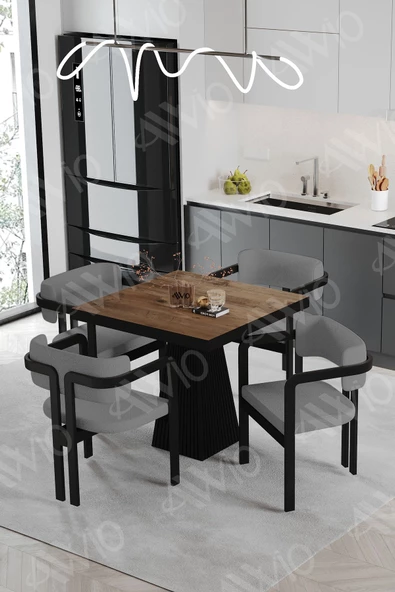 AVVİO BENDİS Lake Mdf Ayak Tokyo Demonte Sandalye 80x80 Yemek Masası Mutfak Masası 4 Kişilik ürün görseli 1