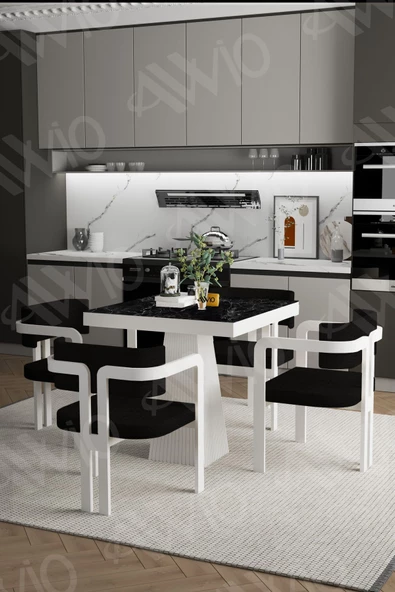 AVVİO DEMRE Lake Mdf Ayak Tokyo Demonte Sandalye 80x80 Yemek Masası Mutfak Masası 4 Kişilik ürün görseli 1