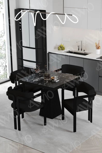 AVVİO SİRİUS Lake Mdf Ayak Tokyo Demonte Sandalye 80x80 Yemek Masası Mutfak Masası 4 Kişilik ürün görseli 1