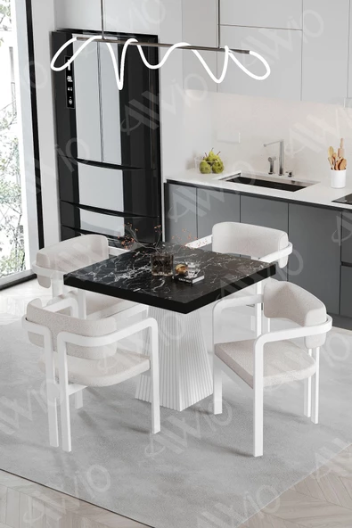 AVVİO SOFİA Lake Mdf Ayak Tokyo Demonte Sandalye 80x80 Yemek Masası Mutfak Masası 4 Kişilik ürün görseli 1