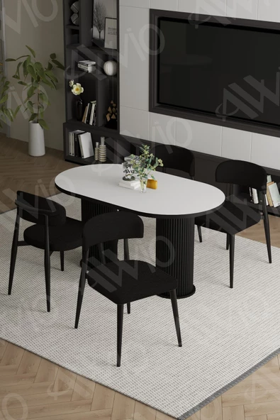 AVVİO NORM  PTT Ayak  Siyah Polo Metal Sandalye 80X140 Yemek Masası Mutfak Masası Masa Sandalye Takımı ürün görseli 1