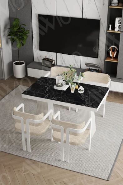 AVVİO Lato Lake Mdf Ayak Tokyo Demonte Sandalye 80x120 Yemek Masası Mutfak Masası 4 Kişilik ürün görseli 1