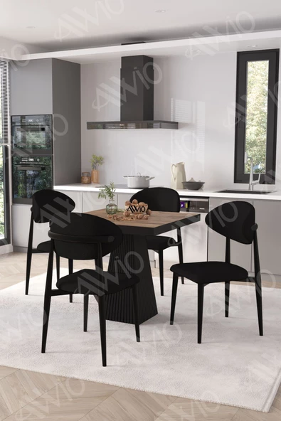 AVVİO ELİTE Siyah Polo Metal Sandalye 90X90 Kare  Yemek Masası Mutfak Masası Masa Sandalye Takımı ürün görseli 1
