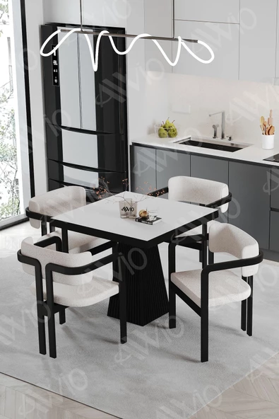 AVVİO NERO Lake Mdf Ayak Tokyo Demonte Sandalye 80x80 Yemek Masası Mutfak Masası 4 Kişilik ürün görseli 1