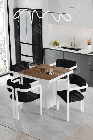 AVVİO DEMRE Lake Mdf Ayak Tokyo Demonte Sandalye 80x80 Yemek Masası Mutfak Masası 4 Kişilik ürün görseli 1
