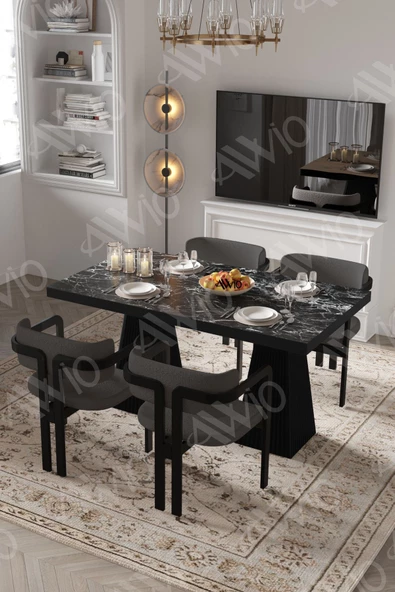 AVVİO Valery Lake Mdf Ayak Tokyo Demonte Sandalye 80x120 Yemek Masası Mutfak Masası 4 Kişilik ürün görseli 1