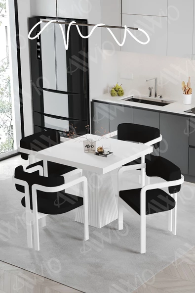 AVVİO DEMRE Lake Mdf Ayak Tokyo Demonte Sandalye 80x80 Yemek Masası Mutfak Masası 4 Kişilik ürün görseli 1