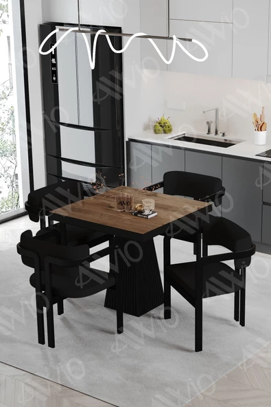 AVVİO SİRİUS Lake Mdf Ayak Tokyo Demonte Sandalye 80x80 Yemek Masası Mutfak Masası 4 Kişilik ürün görseli 1