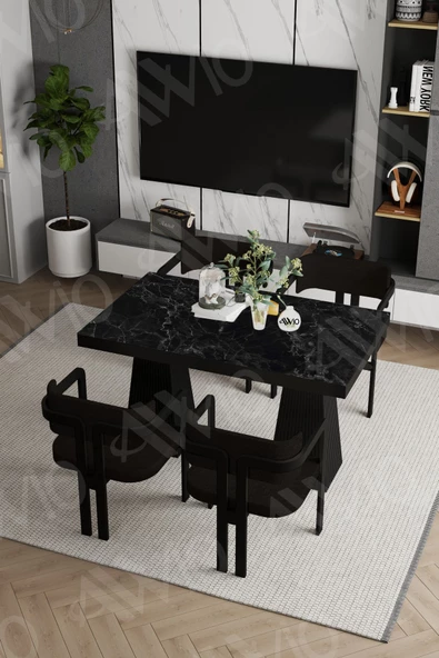 AVVİO Veroni Lake Mdf Ayak Tokyo Demonte Sandalye 80x120 Yemek Masası Mutfak Masası 4 Kişilik ürün görseli 1