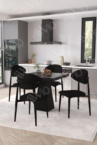 AVVİO ELİTE Siyah Polo Metal Sandalye 90X90 Kare  Yemek Masası Mutfak Masası Masa Sandalye Takımı ürün görseli 1