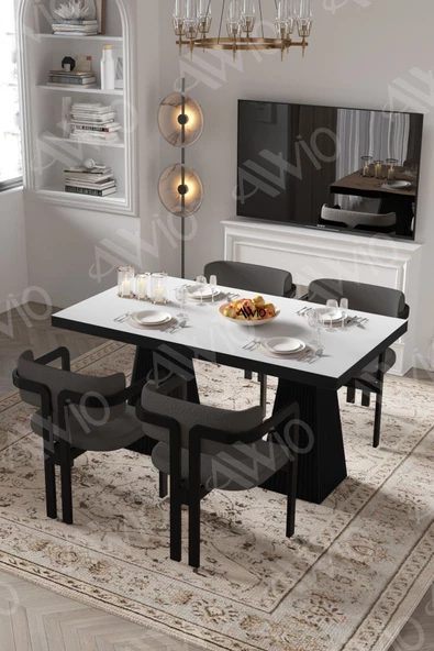 AVVİO Valery Lake Mdf Ayak Tokyo Demonte Sandalye 80x120 Yemek Masası Mutfak Masası 4 Kişilik ürün görseli 1