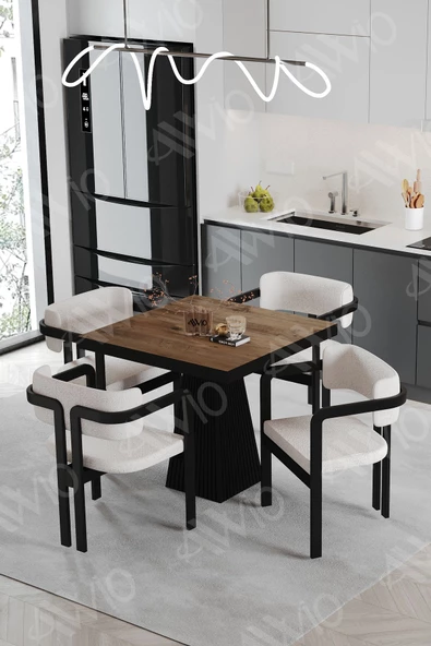 AVVİO NERO Lake Mdf Ayak Tokyo Demonte Sandalye 80x80 Yemek Masası Mutfak Masası 4 Kişilik ürün görseli 1
