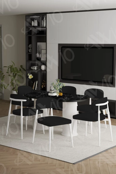AVVİO LEA PTT Ayak  BEYAZ Polo Metal Sandalye 80X160 Yemek Masası Mutfak Masası Masa Sandalye Takımı ürün görseli 1