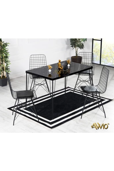 AVVİO 80x120 Home Mira 4 Kişilik Kafes Sandalyeli Masa Sandalye Takımı ürün görseli 1