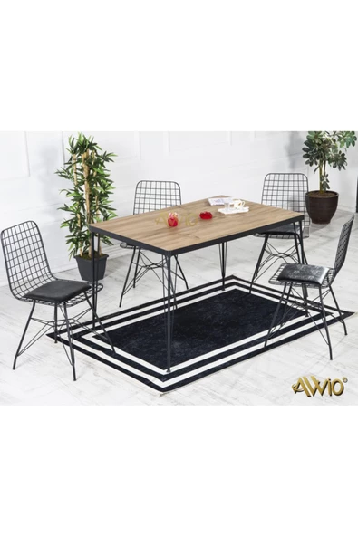 AVVİO Arya 4 Kişilik 80x120 Yemek Masası Takımı-mutfak Masası Takımı-akça Oval Kenar ürün görseli 1