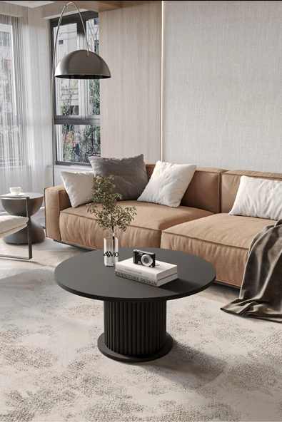 AVVİO Woven Lake MDF AYAK  Modern Yuvarlak Orta Sehpa 70 CM ürün görseli 1