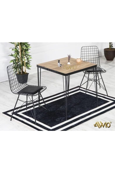 AVVİO 70x70 Eylül 2 Kişilik Yemek Masası Takımı-mutfak Masası Takımı- Ceviz Oval Kenar ürün görseli 1