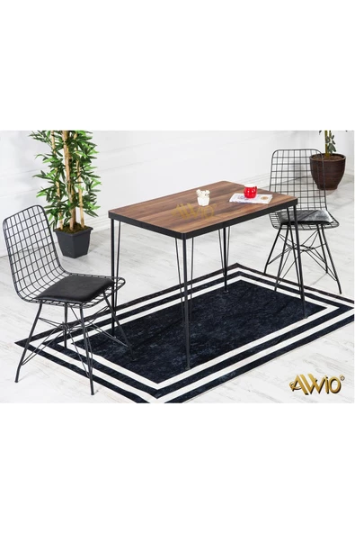 AVVİO 60x90 Tekir 2 Kişilik Yemek Masası Takımı-mutfak Masası Takımı-ceviz ürün görseli 1