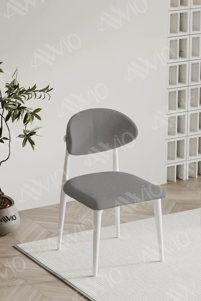 AVVİO Silva PoloSandalye Beyaz Mutfak Salon Yemek Odası Sandalyesi Metal Ayak ürün görseli 1