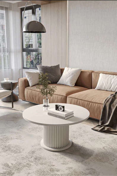 AVVİO Woven Lake MDF AYAK  Modern Yuvarlak Orta Sehpa 70 CM ürün görseli 1