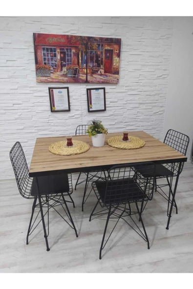 AVVİO Mercan 4 Kişilik 60-120 Yemek Masası Takımı-mutfak Masası Takımı-balkon Masa Takımı Oval Kenar ürün görseli 1