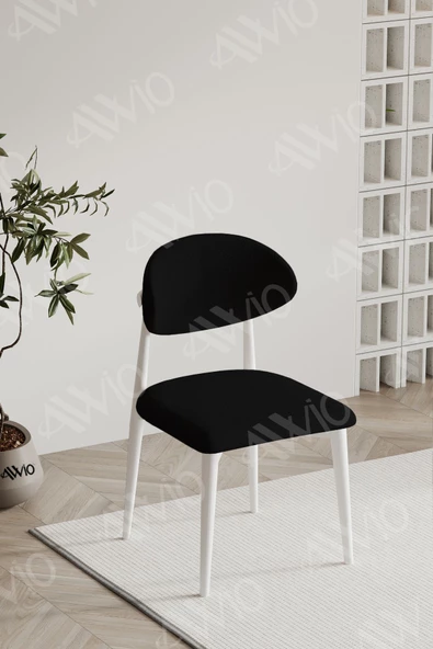 AVVİO Silva PoloSandalye Beyaz Mutfak Salon Yemek Odası Sandalyesi Metal Ayak ürün görseli 1