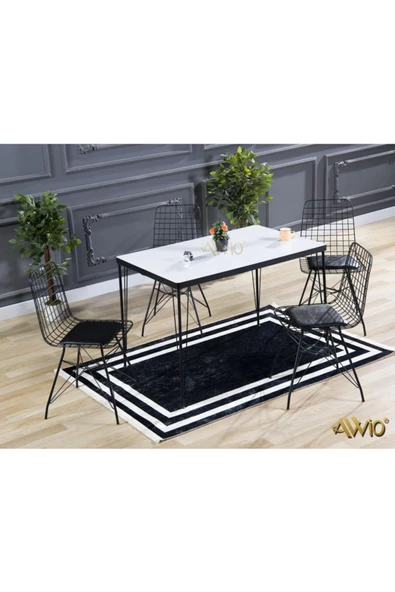 AVVİO 80x120 Mera 4 Kişilik Yemek Masası Takımı-mutfak Masası Takımı-beyaz Oval Kenar ürün görseli 1