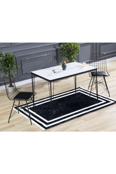 AVVİO Valentin 2 Kişilik Yemek Masası Takımı-mutfak Masası Takımı-düz Beyaz 70x110 Oval Kenar. ürün görseli 1