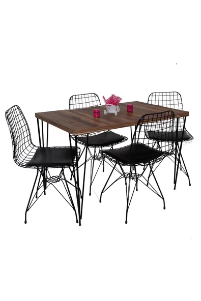 AVVİO 60x120 Defne 4 Kişilik Yemek Masası Mutfak Masası Masa Sandalye Oval Kenar ürün görseli 1