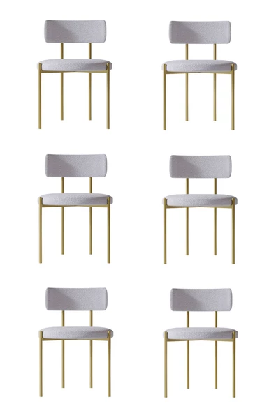 AVVİO Vista Mat Gold 6 'lI Yemek Odası Mutfak Masası  Cafe Restorant Sandalyesi (TEDDY SANDALYE) ürün görseli 1