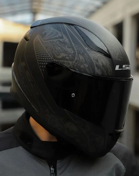 LS2 RAPIDD 2 CRYPT MAT SİYAH KASK ÇİFT CAMLI ürün görseli 1