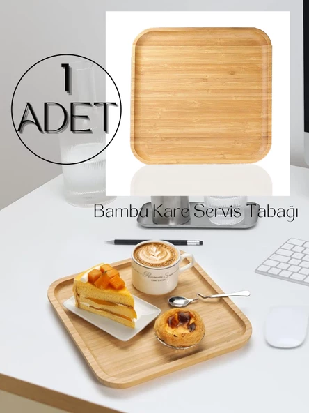 Bambu Kare Servis Tabağı, Sunum Tabağı (20x20 cm) ürün görseli 1