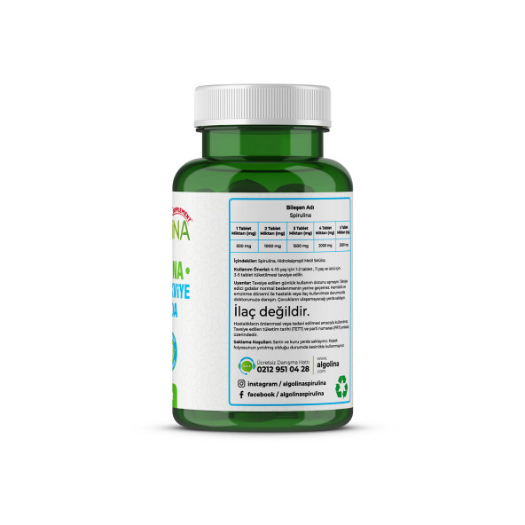 Algolina Spirulina Tablet 600 Mg - 120 Tablet - Resim 2