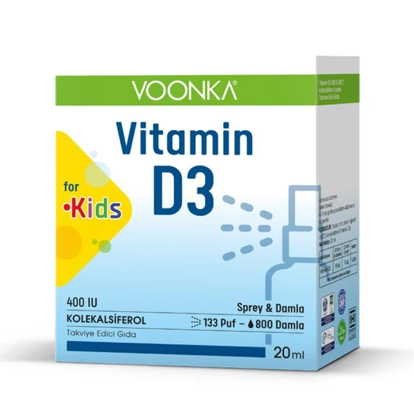 Voonka Vitamin D3 400 IU Çocuklar İçin Takviye Edici Gıda 20 ml ürün görseli 1