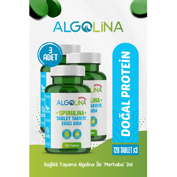 Algolina Spirulina Tablet 600 Mg - 120 Tablet - (3 Adet) - Resim 2