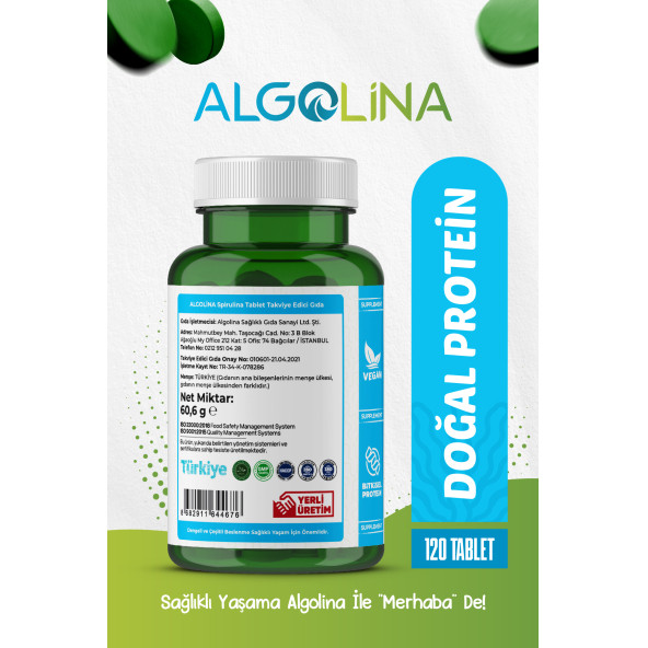 Algolina Spirulina Tablet 600 Mg - 120 Tablet - (3 Adet) - Resim 3