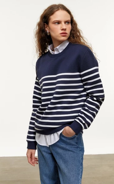 Mudo ÇİZGİLİ BİSİKLET YAKA SWEATSHIRT ürün görseli 1