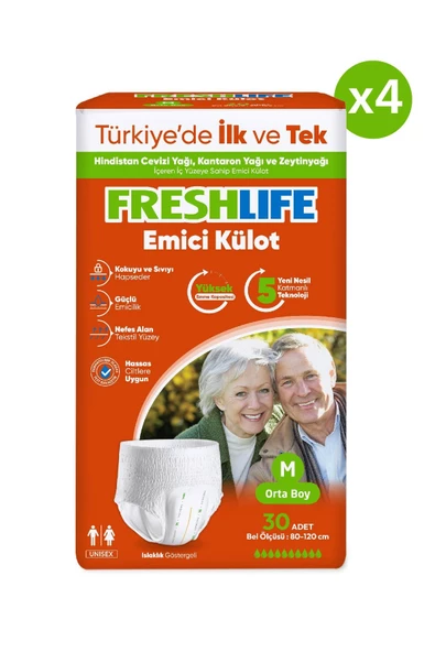 Freshlife Emici Külot Orta Boy M 30'lu 4 Adet Hasta Bezi ürün görseli 1