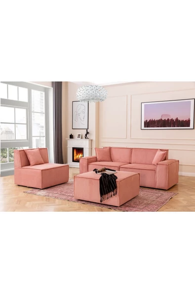 Onurdesign Pink Köşe Koltuk Takımı - Resim 4
