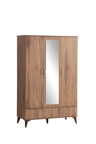 Onurdesign Onurdeisgn 3 Kapaklı 2 Çekmeceli Dolap Ceviz ürün görseli 1