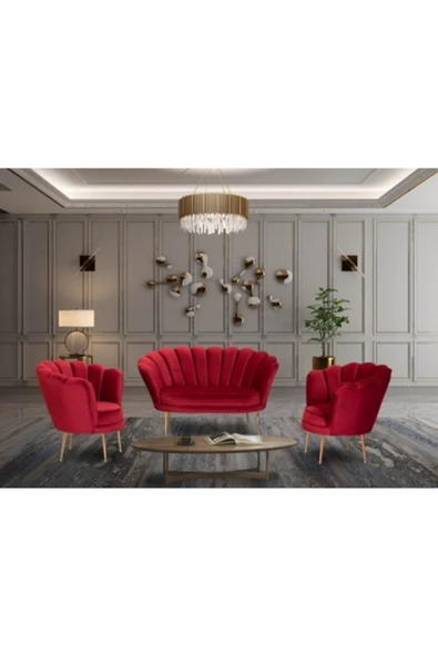 Onurdesign Istiridye Çay Seti Metal Ayaklı Balkon Salon Bahçe Oturma Grubu ürün görseli 1